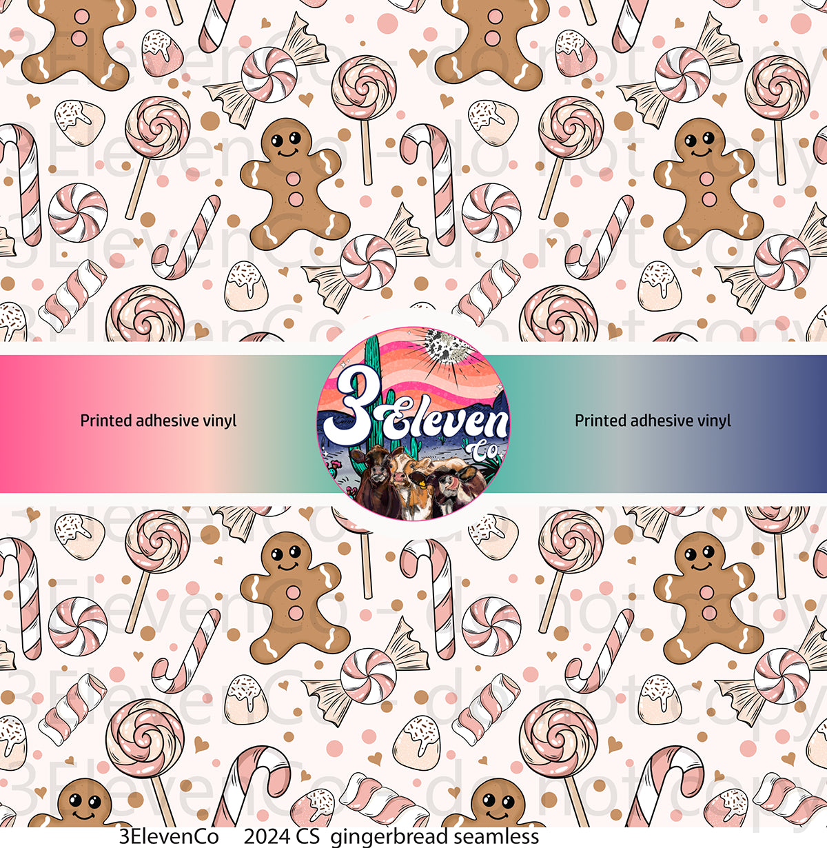 2024 CS gingerbread seamless vinyl sheet | decal | UV wrap | DTF print