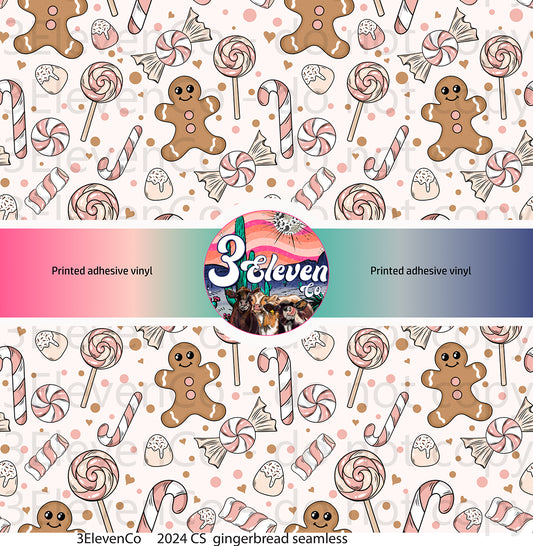 2024 CS gingerbread seamless vinyl sheet | decal | UV wrap | DTF print