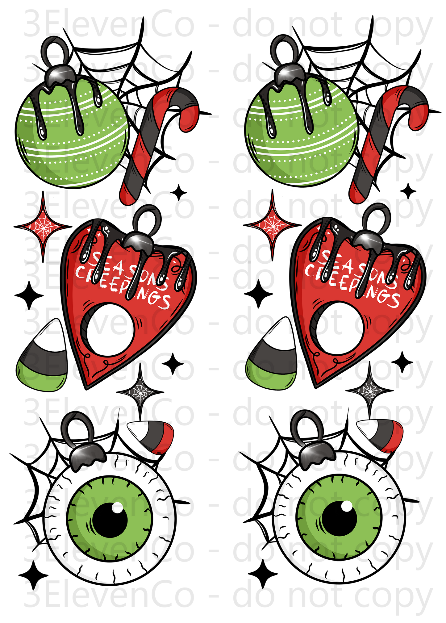 CS 2024 creepy Christmas vinyl sheet | decal | UV wrap | vinyl wrap | DTF print