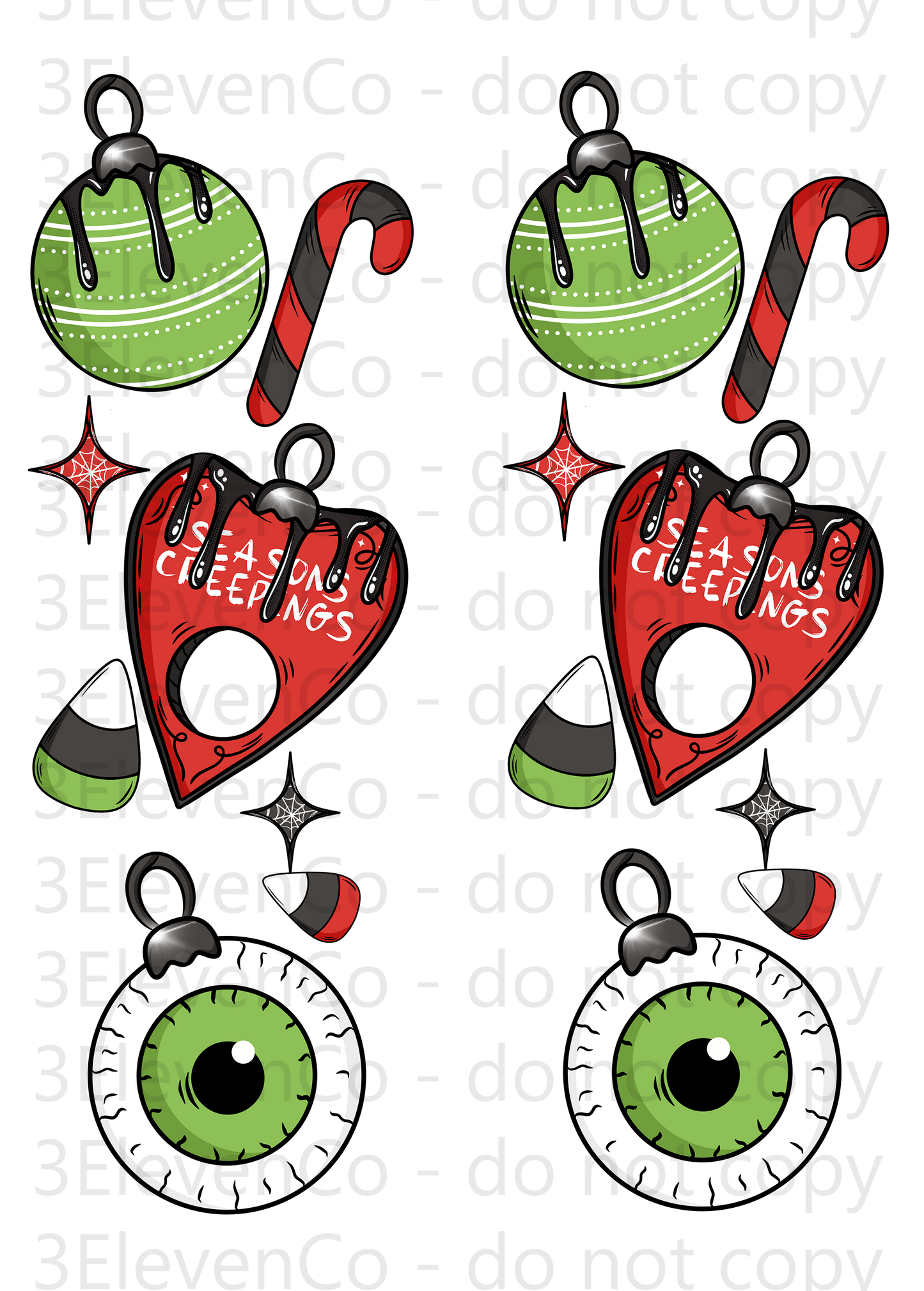 CS 2024 creepy Christmas vinyl sheet | decal | UV wrap | vinyl wrap | DTF print