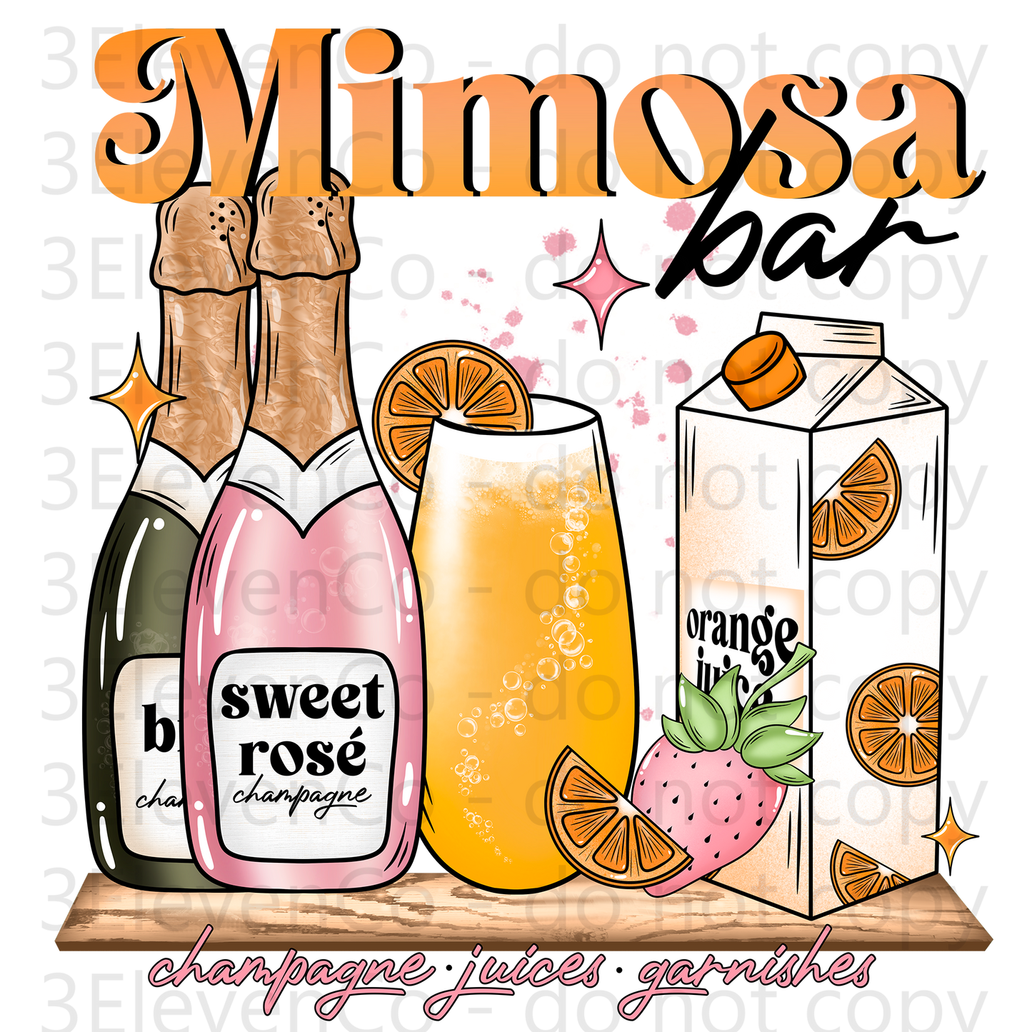 CS 2024 mimosa seamless vinyl sheet | decal | UV DTF decal | UV cup wrap