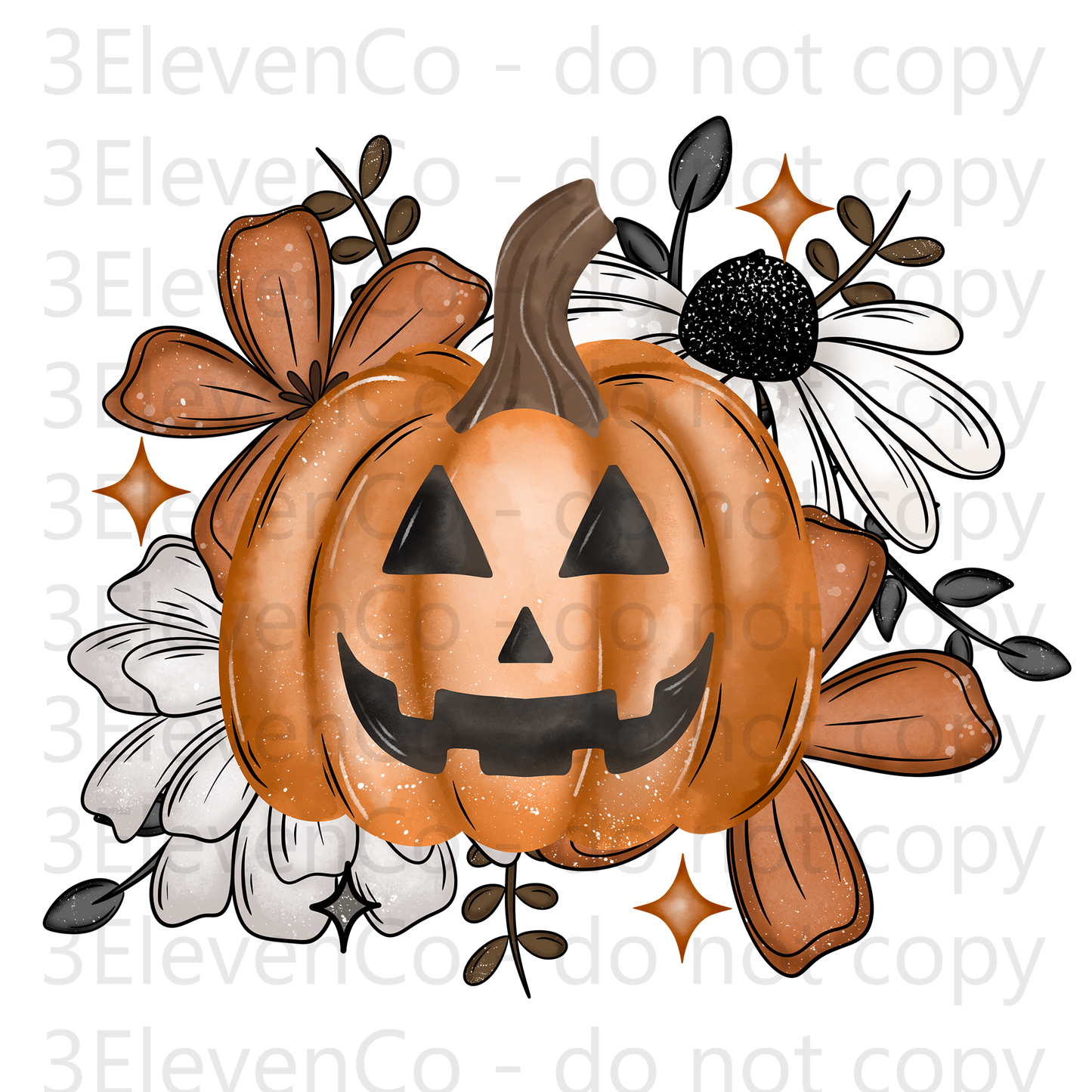 CS 2024 floral pumpkin seamless vinyl sheet | decal | UV DTF decal | UV cup wrap