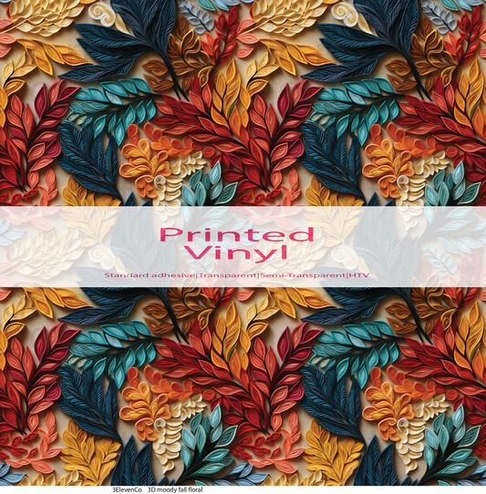 3D moody fall floral vinyl sheet