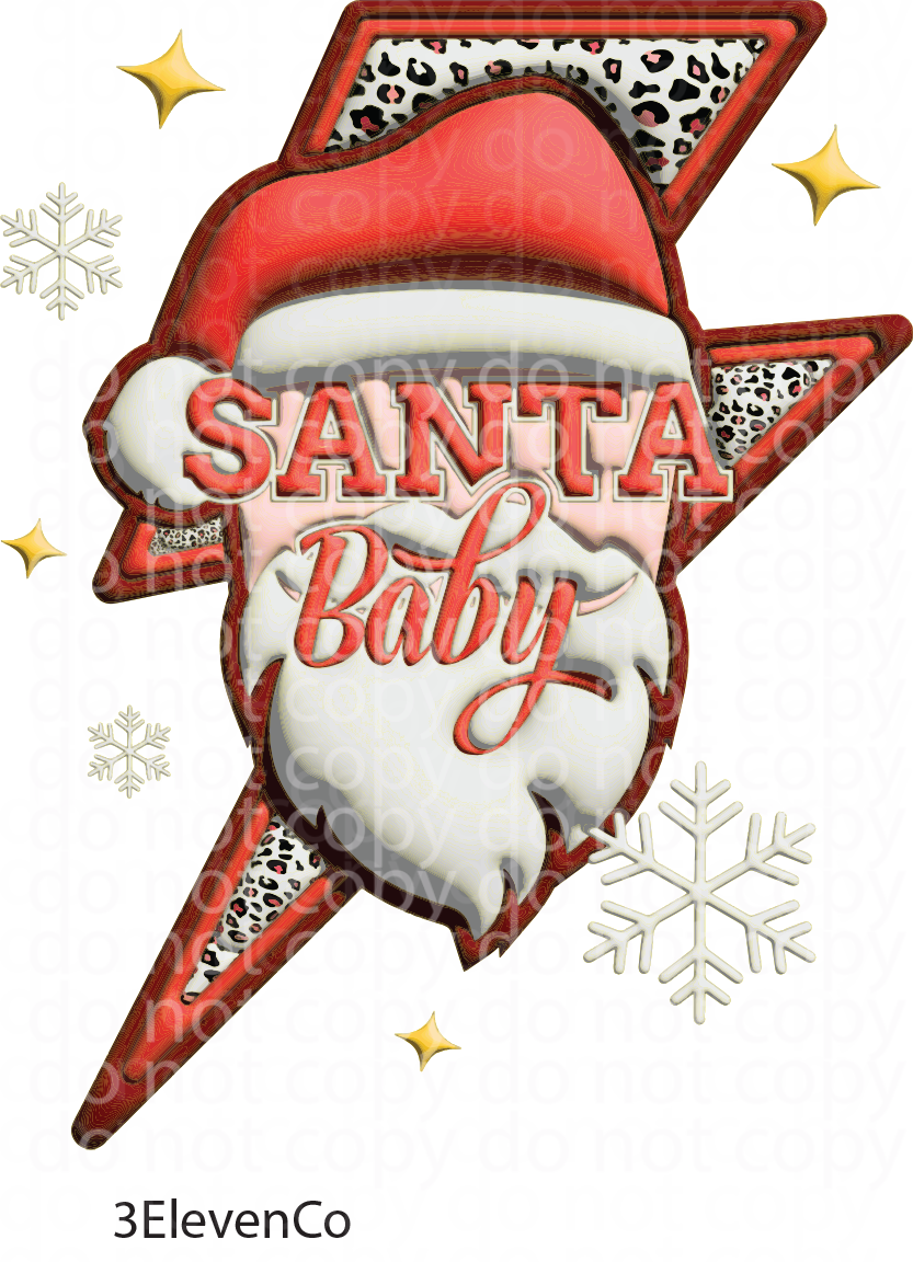 3D Santa Baby decal or sublimation print