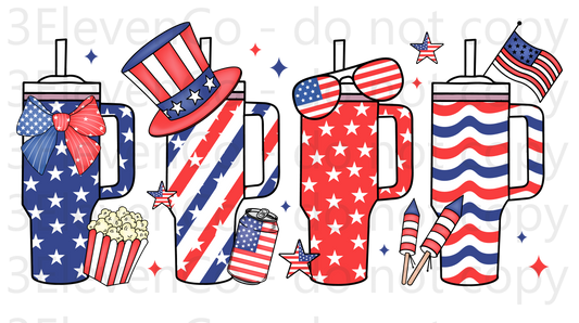 4th of July tumblers decal | DTF print