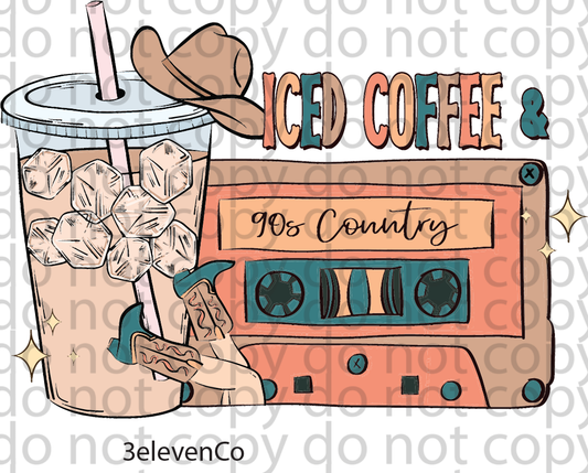 90s country iced coffee vinyl sheet or decal