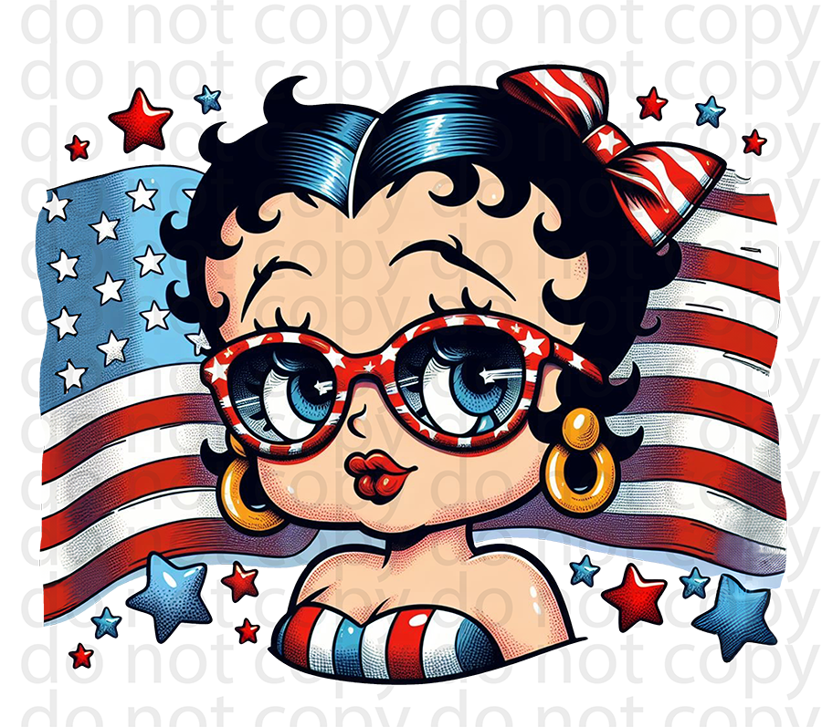 Betty Boop USA vinyl decal| UV DTF decal| DTF or sublimation print | sticker