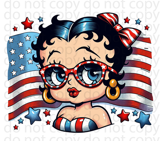 Betty Boop USA vinyl decal| UV DTF decal| DTF or sublimation print | sticker