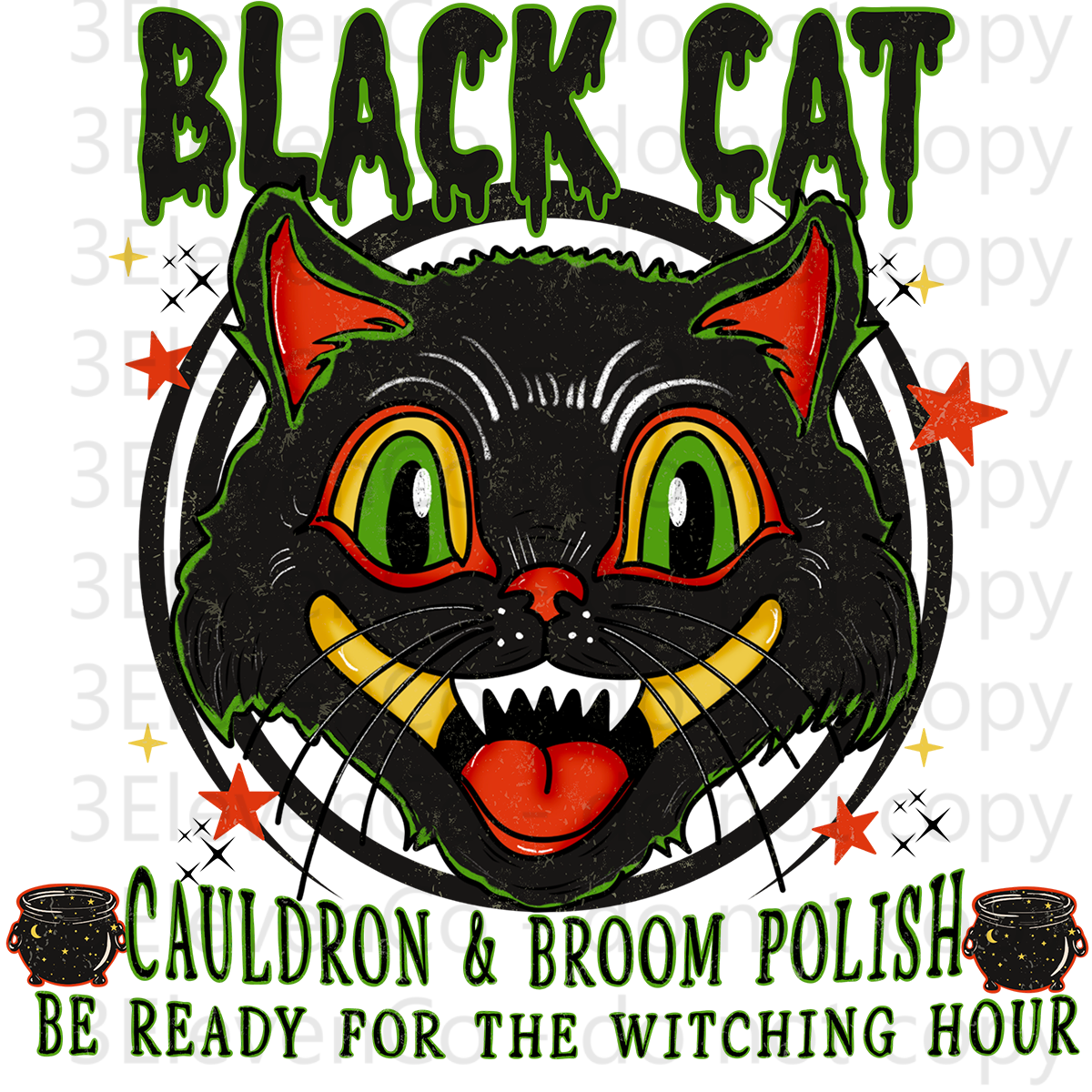 MM 2024 black cat cauldron vinyl sheet | decal | vinyl wrap | UV DTF cup wrap | DTF prints