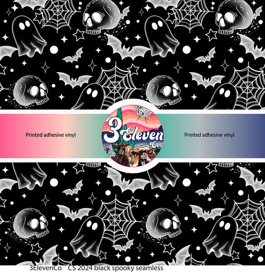 CS 2024 monochromatic or black spooky seamless vinyl sheet | decal | UV DTF decal | UV cup wrap