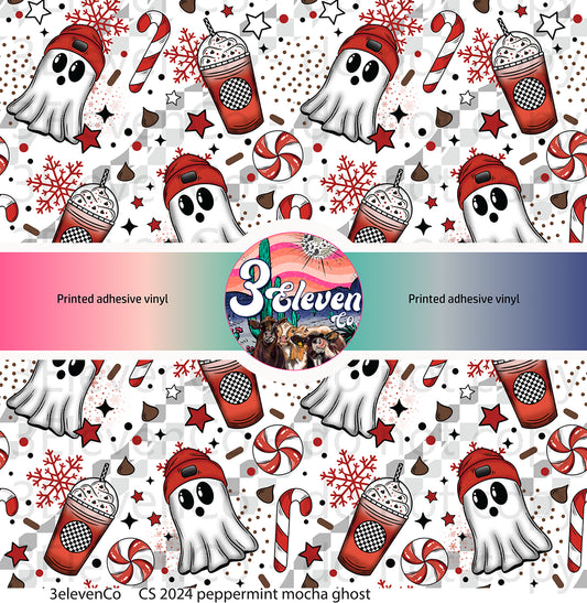 CS 2024 peppermint mocha ghost vinyl sheet | decal | UV wrap | vinyl wrap | DTF print