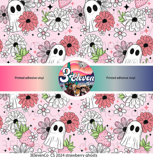 CS 2024 strawberry ghost seamless vinyl sheet | decal | UV DTF decal | UV cup wrap | DTF