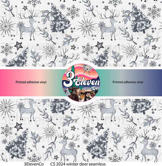 CS 2024 winter deer seamless vinyl sheet | decal | UV DTF wrap