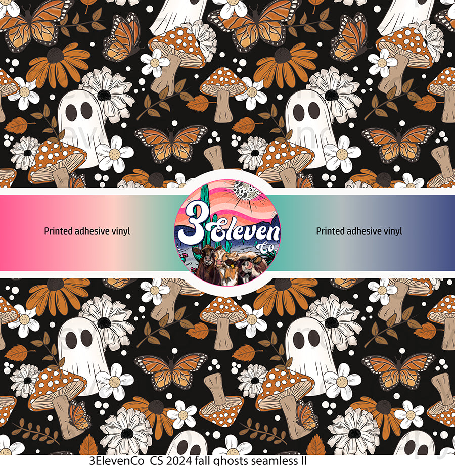 CS 2024 fall ghosts seamless vinyl sheet | decal | UV DTF decal | UV cup wrap