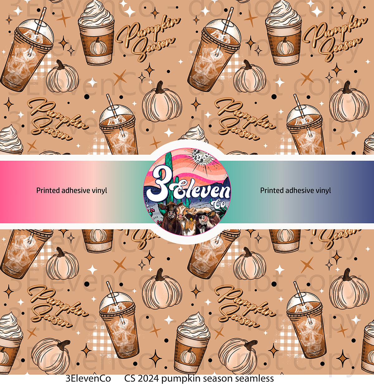 CS 2024 pumpkin season seamless vinyl sheet | decal | vinyl wrap | UV wrap | DTF