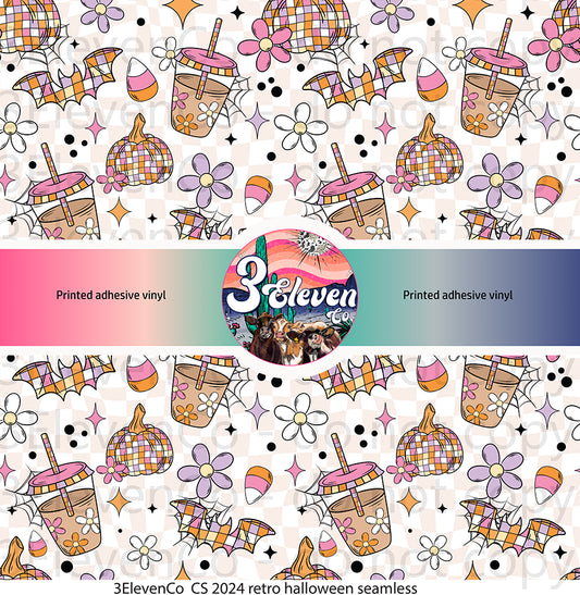 CS 2024 retro halloween seamless vinyl sheet | decal | UV wrap | vinyl wrap | DTF print