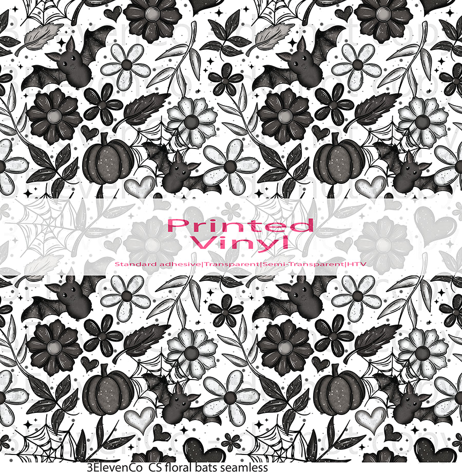 CS floral bats seamless 2024 vinyl sheet | decal | UV wrap | DTF print