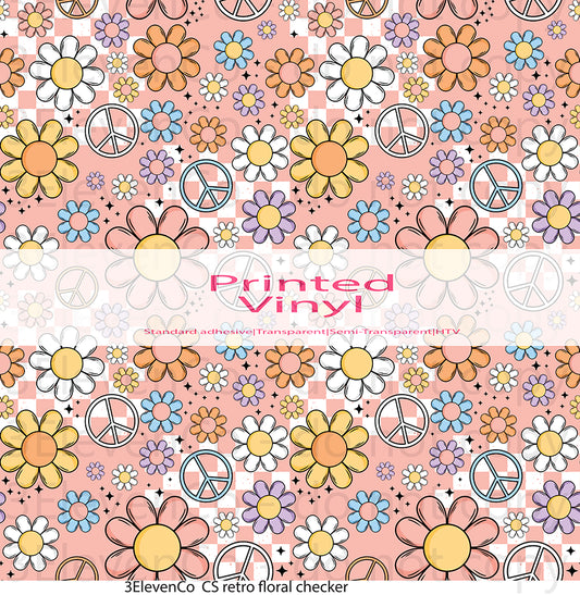 CS retro floral checker seamless vinyl sheet