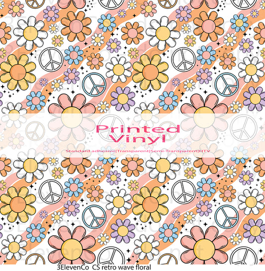 CS retro wave floral seamless vinyl sheet