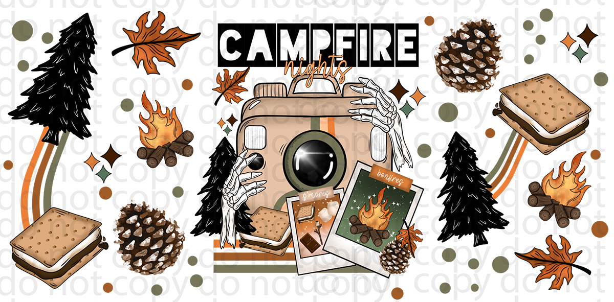 campfire camera vinyl sheet | decal | UV wrap | tumbler wrap