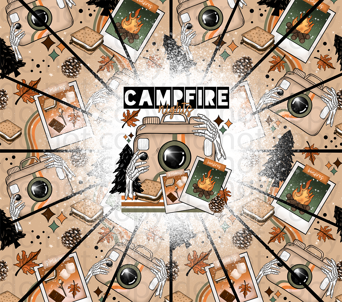 campfire camera vinyl sheet | decal | UV wrap | tumbler wrap