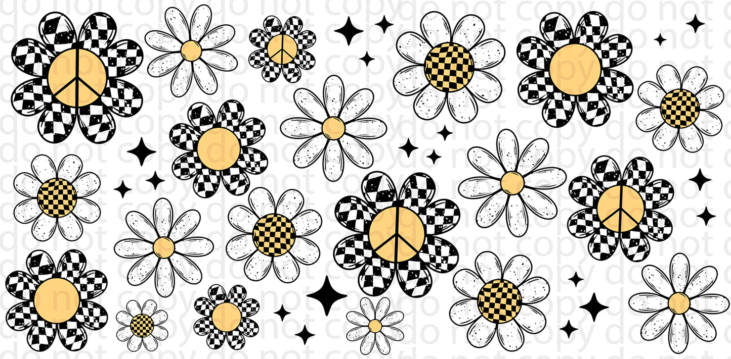 checker flowers UV DTF wrap