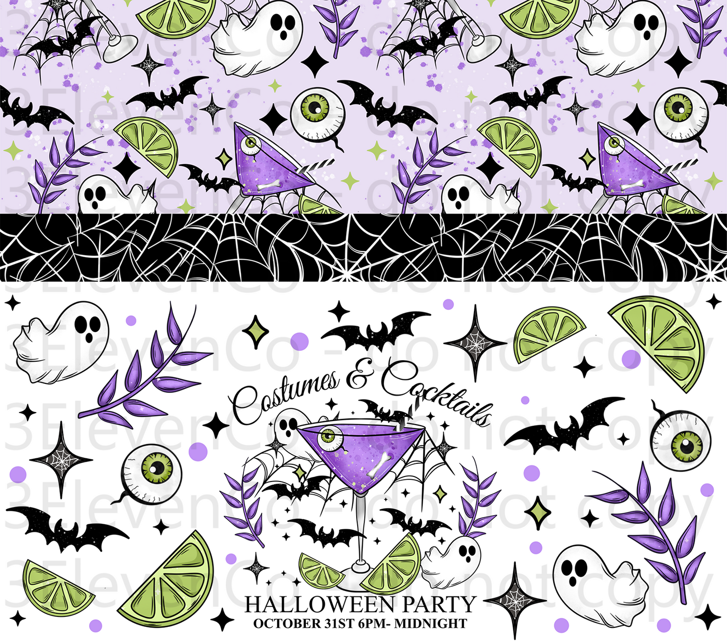 CS 2024 cocktails & costumes seamless vinyl sheet | decal | UV wrap | DTF print