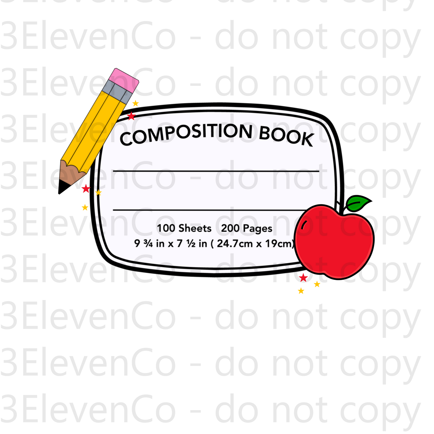 2024 stars composition book vinyl sheet | UV DTF or semi-transparent decal |