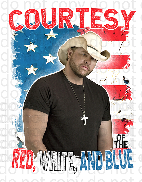 courtesy red white blue vinyl decal| UV DTF decal| DTF or sublimation print | sticker