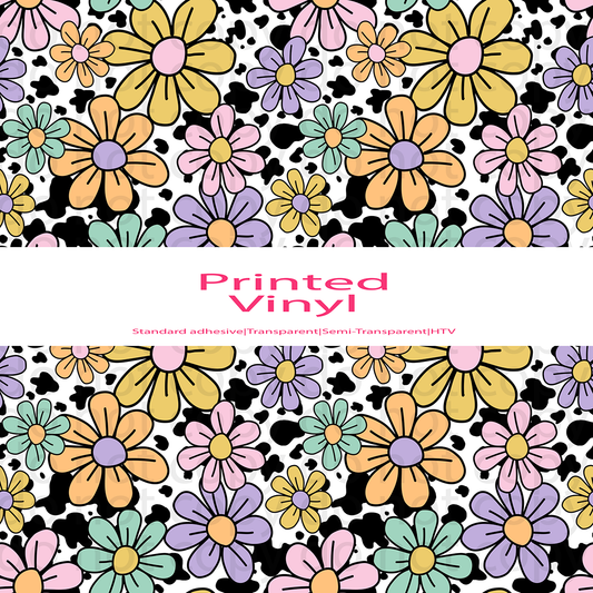 floral cow print vinyl sheet