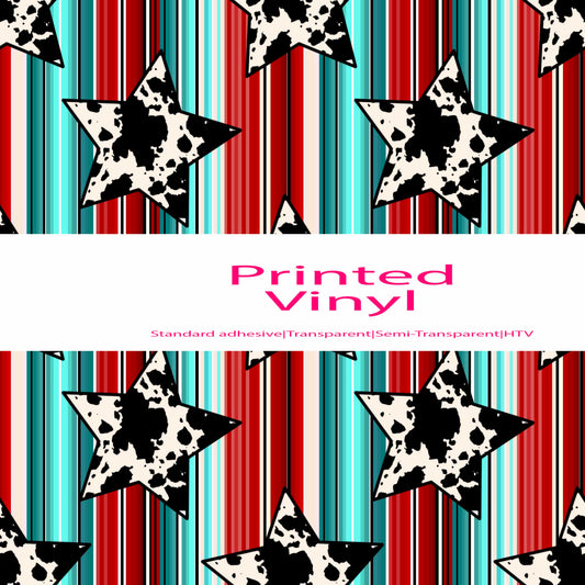 Serape cow print stars vinyl sheet