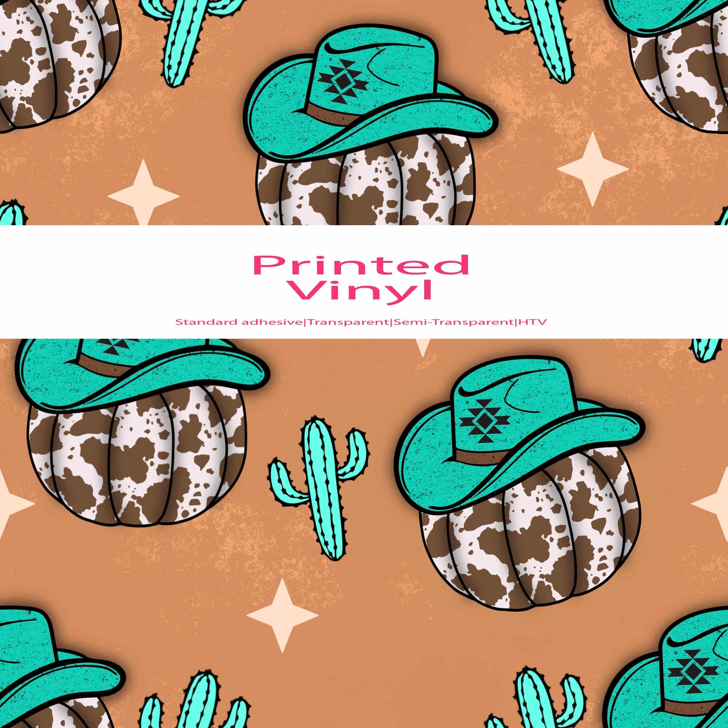 Cowprint pumpkins & cactus vinyl sheet