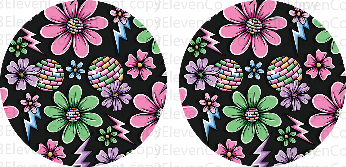 GT disco floral vinyl sheet | UV DTF car coasters