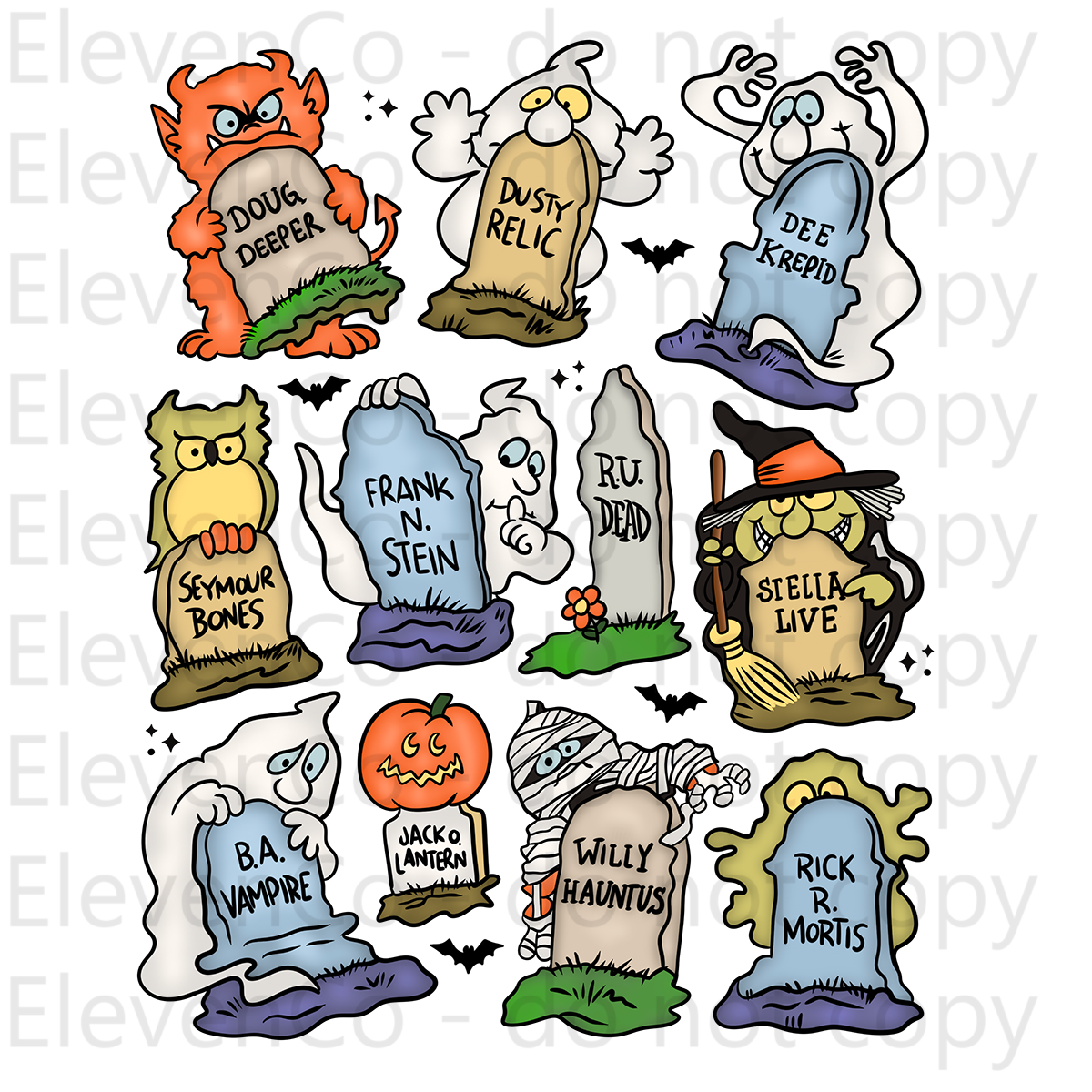 NDC 2024 Halloween tombstones vinyl sheet | decal | vinyl wrap | UV DTF cup wrap | DTF prints