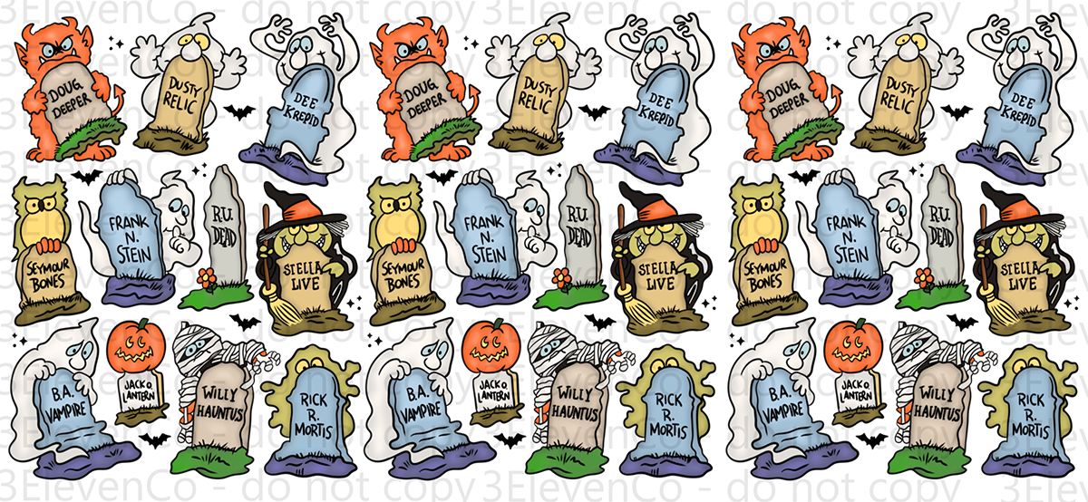 NDC 2024 Halloween tombstones vinyl sheet | decal | vinyl wrap | UV DTF cup wrap | DTF prints