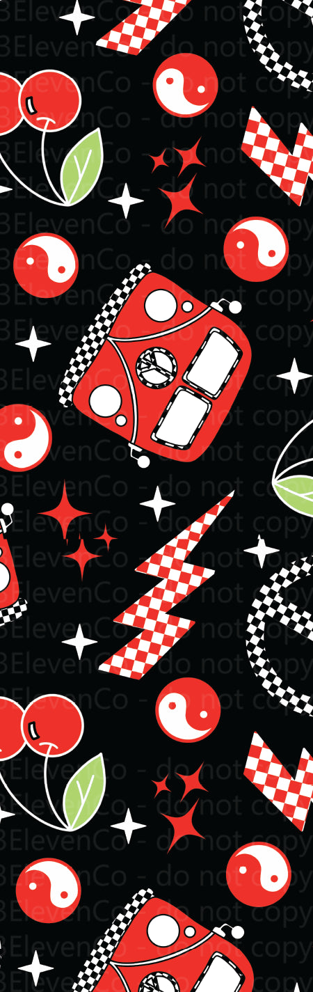 LD groovy cherries vinyl sheet | car coasters | bookmark | pen wrap