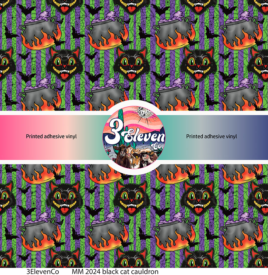 MM 2024 black cat cauldron vinyl sheet | decal | vinyl wrap | UV DTF cup wrap | DTF prints