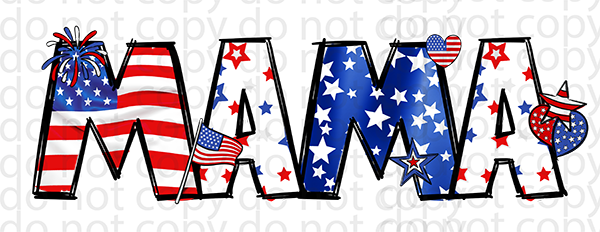 mama or mini stars and stripes DTF print or sublimation print