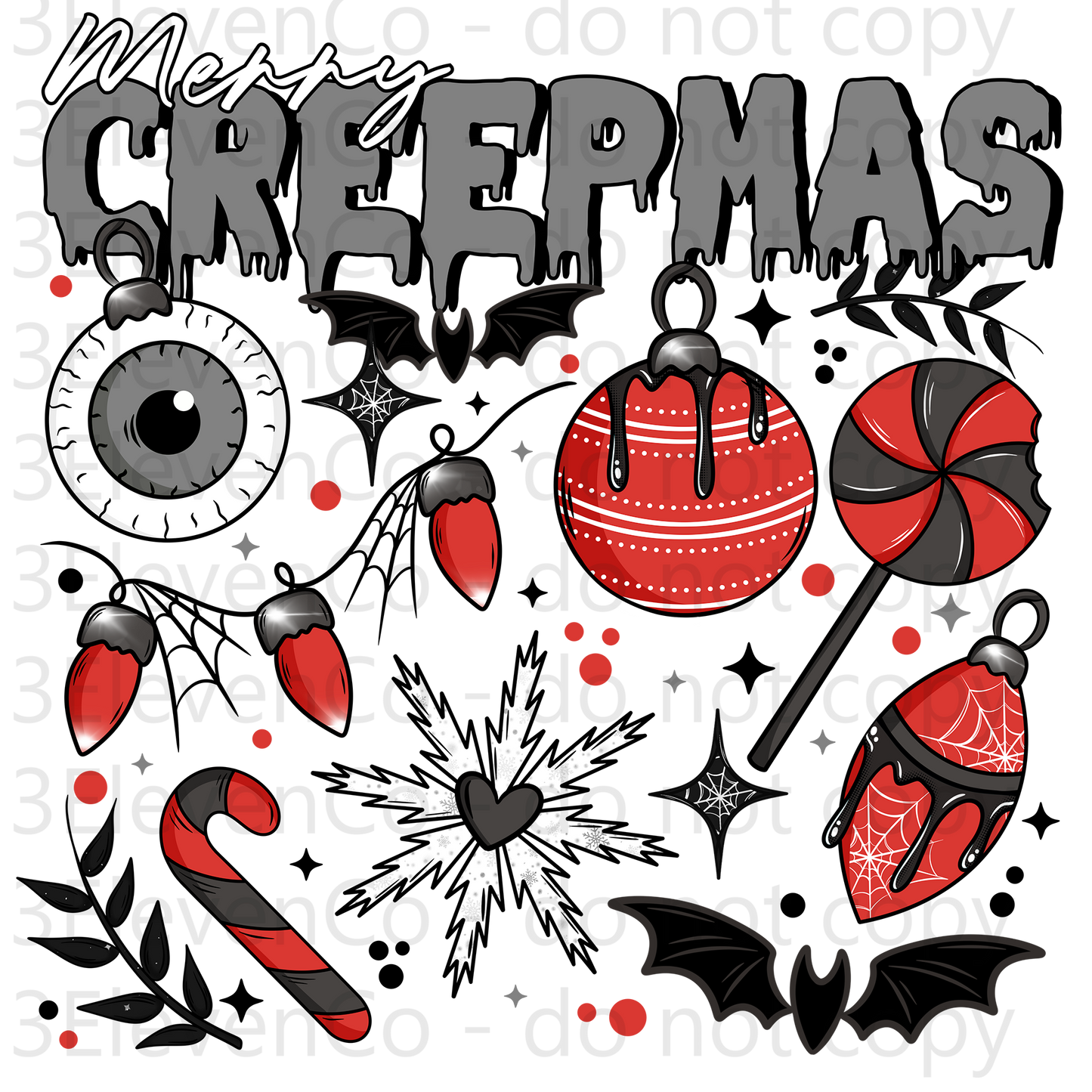 2024 CS merry creepmas seamless vinyl sheet | decal | UV wrap | DTF print