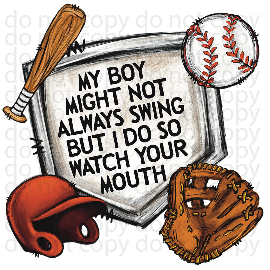 watch your mouth baseball or softball tee or sweatshirt