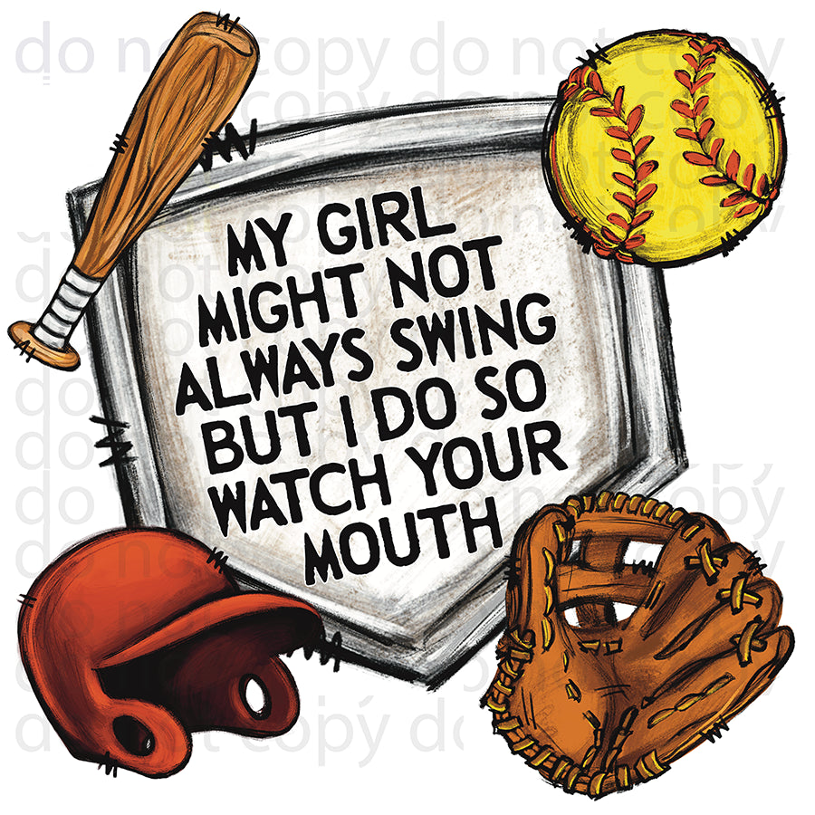 watch your mouth baseball or softball tee or sweatshirt