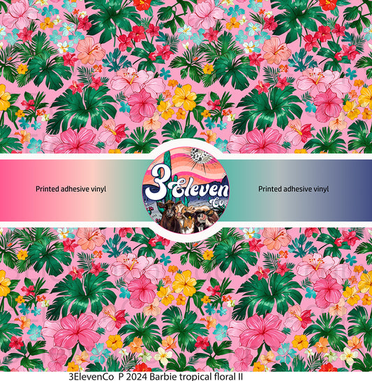 P 2024 barbie tropical floral vinyl sheet