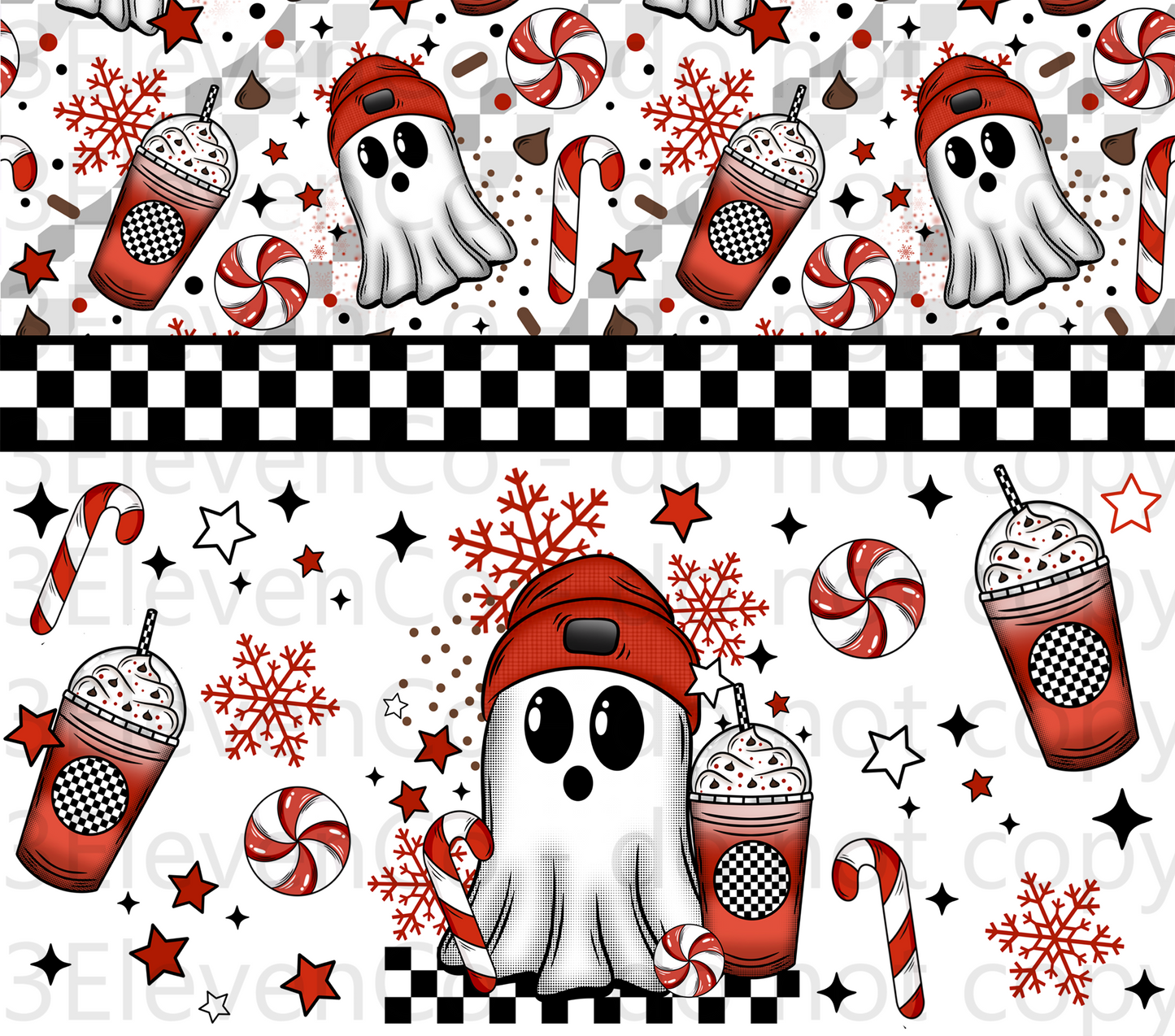 CS 2024 peppermint mocha ghost vinyl sheet | decal | UV wrap | vinyl wrap | DTF print