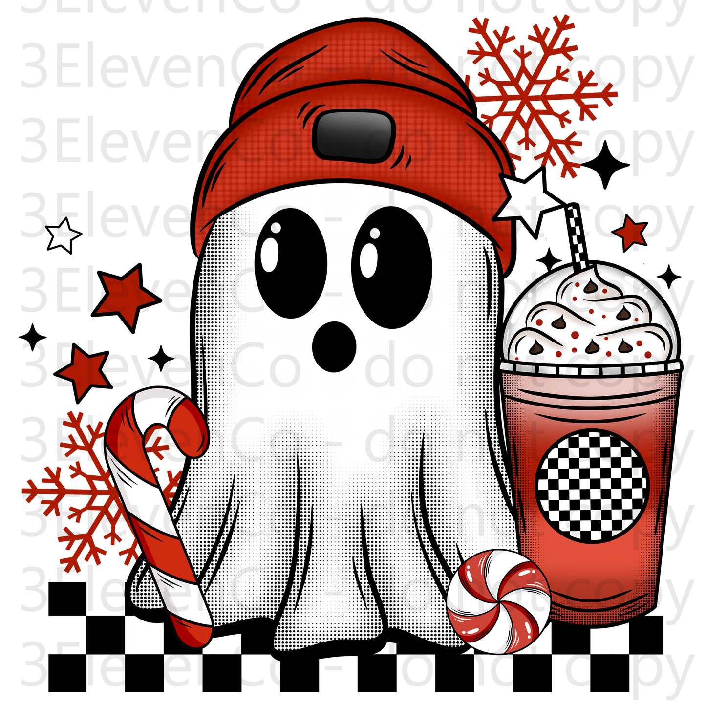 CS 2024 peppermint mocha ghost vinyl sheet | decal | UV wrap | vinyl wrap | DTF print