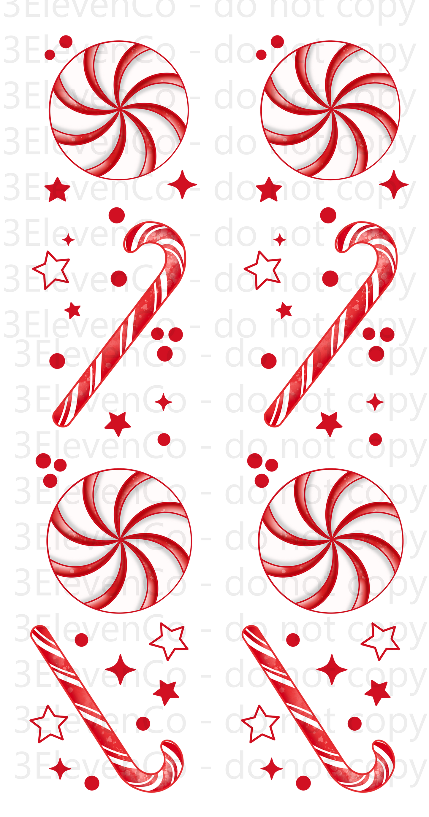 CS 2024 candy cane seamless vinyl sheet | decal | UV DTF wrap | UV DTF sheet