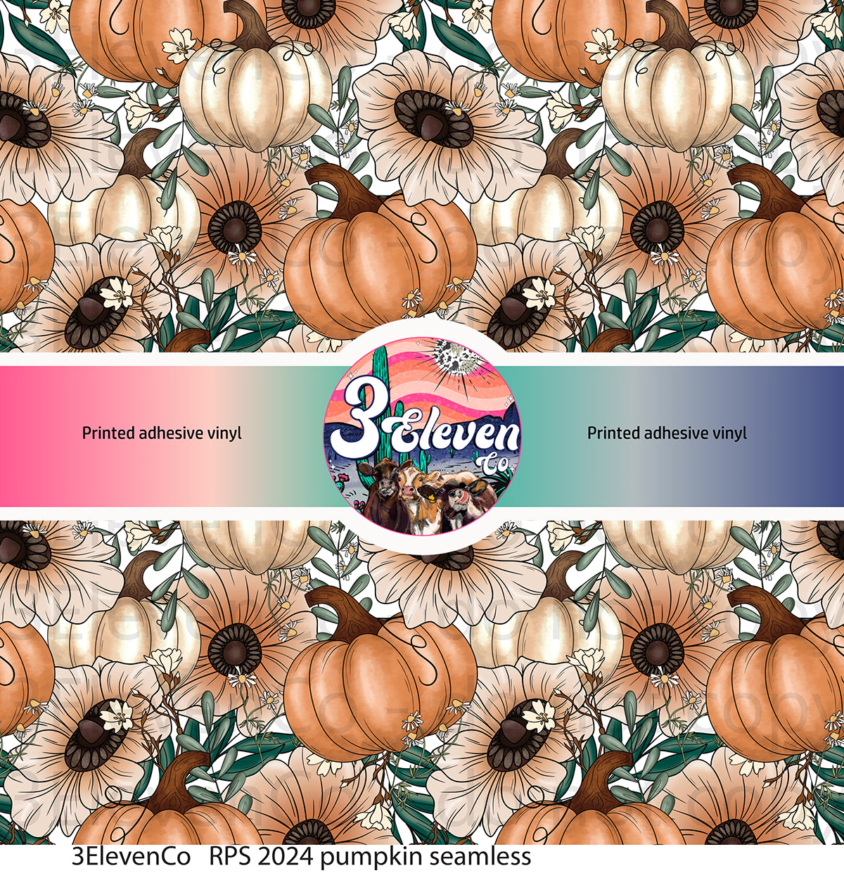 RPS 2024 pumpkin seamless vinyl sheet | decal | UV DTF decal | UV cup wrap | DTF print