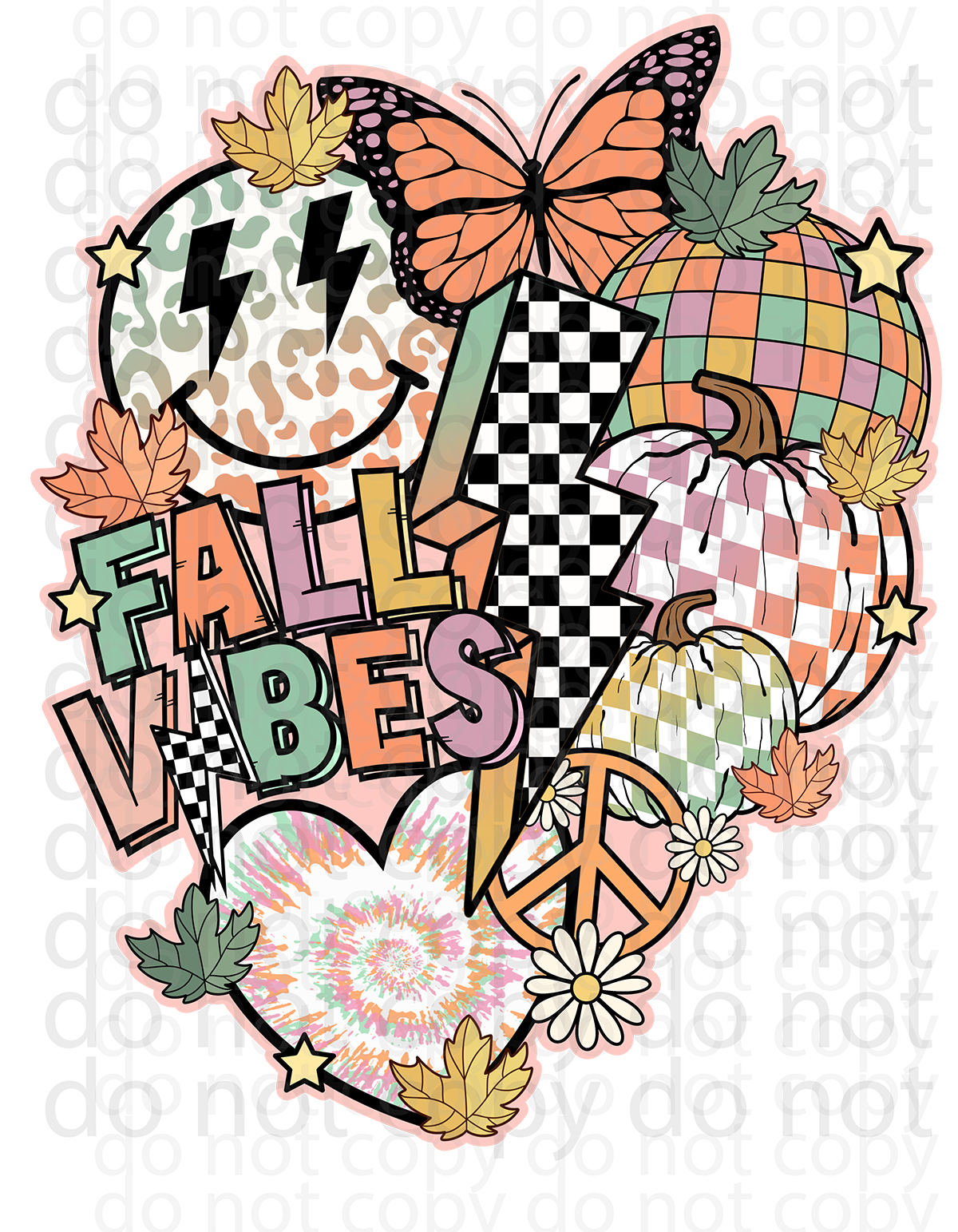 fall vibes smiley decal or sublimation print