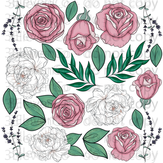 RPS 2024 rose and peony elements UV DTF