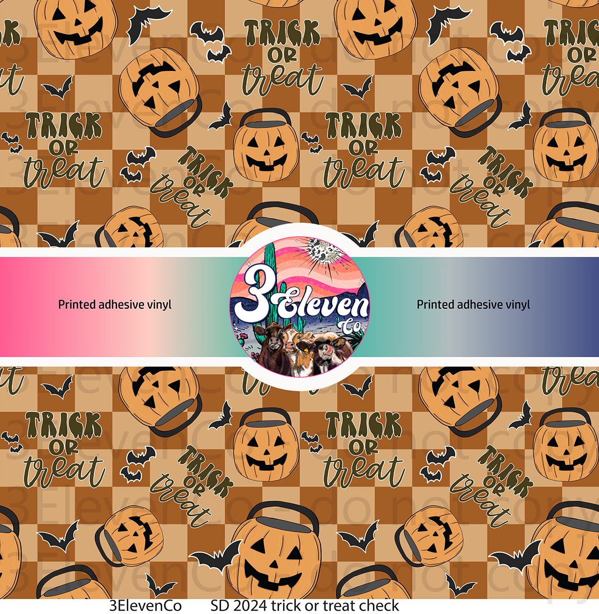 SD 2024 trick or treat check vinyl sheet | semi-transparent decal | UV DTF