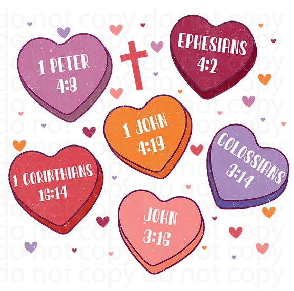 2024 scripture valentine hearts vinyl decal | UV DTF decal | DTF print